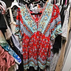 Large Paisly Red Suzanne Betro Dress